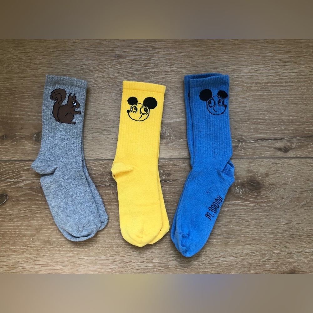 Mini Rodini 3 pair socks, squirrel, mouse